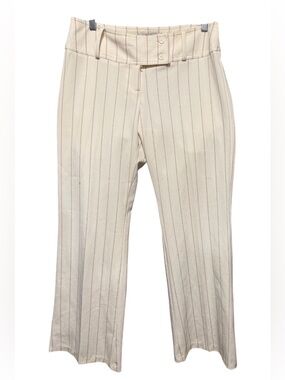 La Belle Cream Pinstripe Wide-Leg Pants